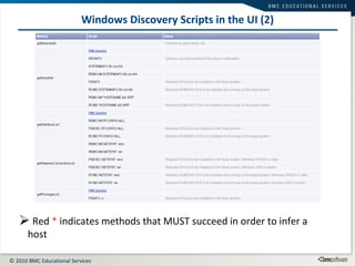 Windows Discovery Scripts in the UI (2) Red  *  indicates methods that MUST succeed in order to infer a host 