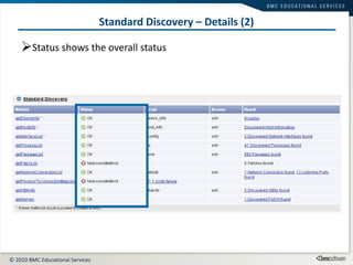 Standard Discovery – Details (2) Status shows the overall status 