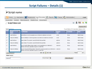 Script Failures – Details (1) Script name 