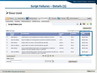Script Failures – Details (1) Slave Used 