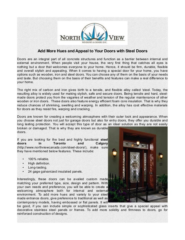Add More Hues And Appeal To Your Doors With Steel Doors
