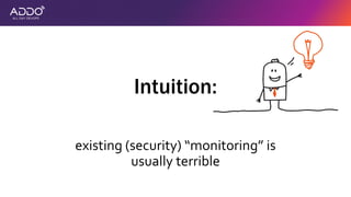Intuition:
existing (security) “monitoring” is
usually terrible
 