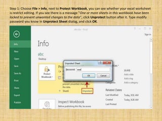 Add or Remove Password Protection in Excel 2016 | PPTX