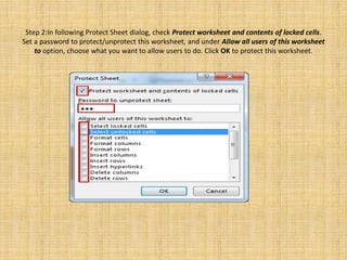 Add or Remove Password Protection in Excel 2016 | PPTX