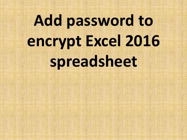 add password to excel 2016