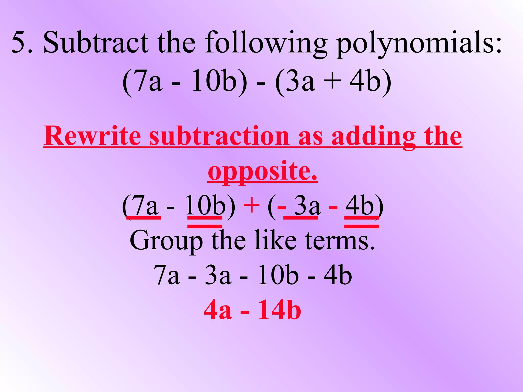 Add/Subtracting Polynomials | PPT