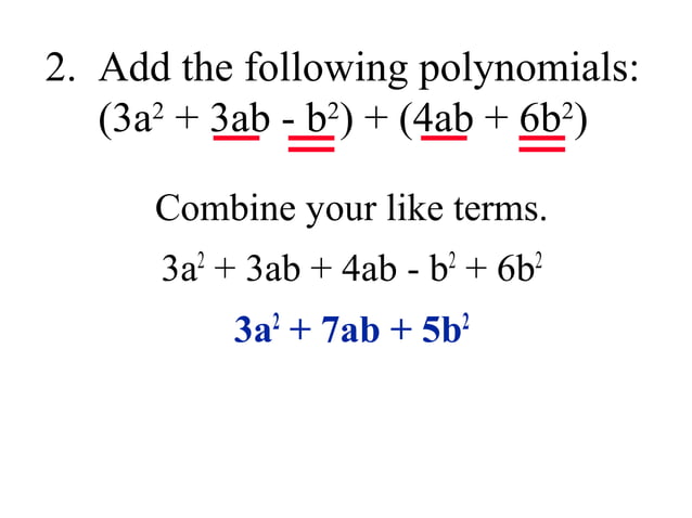 Add/Subtract polynomials | PPT