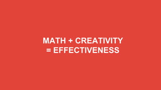 MATH + CREATIVITY
= EFFECTIVENESS
 