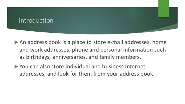 phone book addresses
