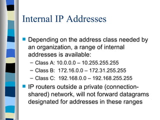 Internal Routable Address Ranges Addressing | PPT
