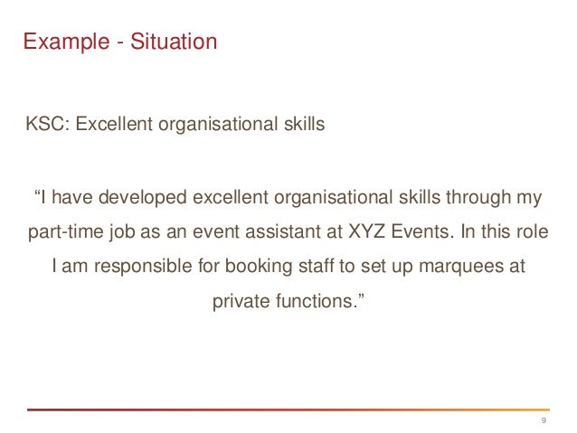 addressing key selection criteria demonstrate organisational skills