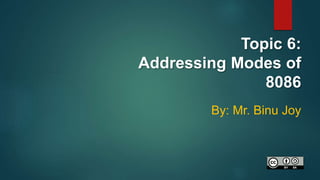 Topic 6:
Addressing Modes of
8086
By: Mr. Binu Joy
 