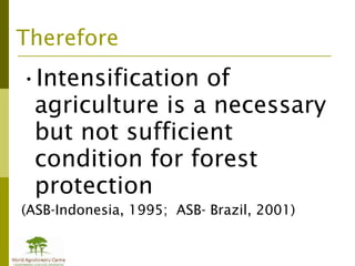 Addressing agric drivers of deforestation. sparing vs sharing p.minang