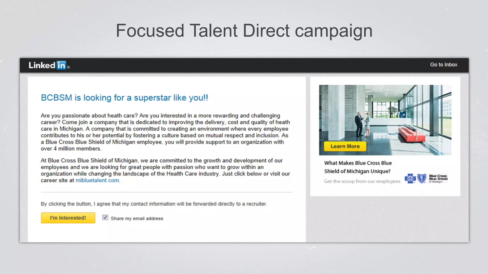 Focused Talent Direct campaign 
 
