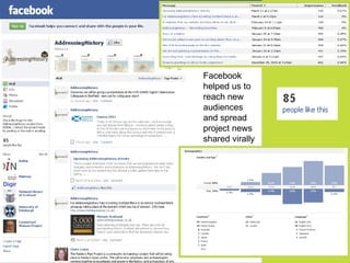 Facebook helped us to reach new audiences and spread project news shared virally  