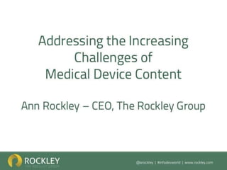 Addressing the Increasing Challanges of Medical Device Content with Ann Rockley