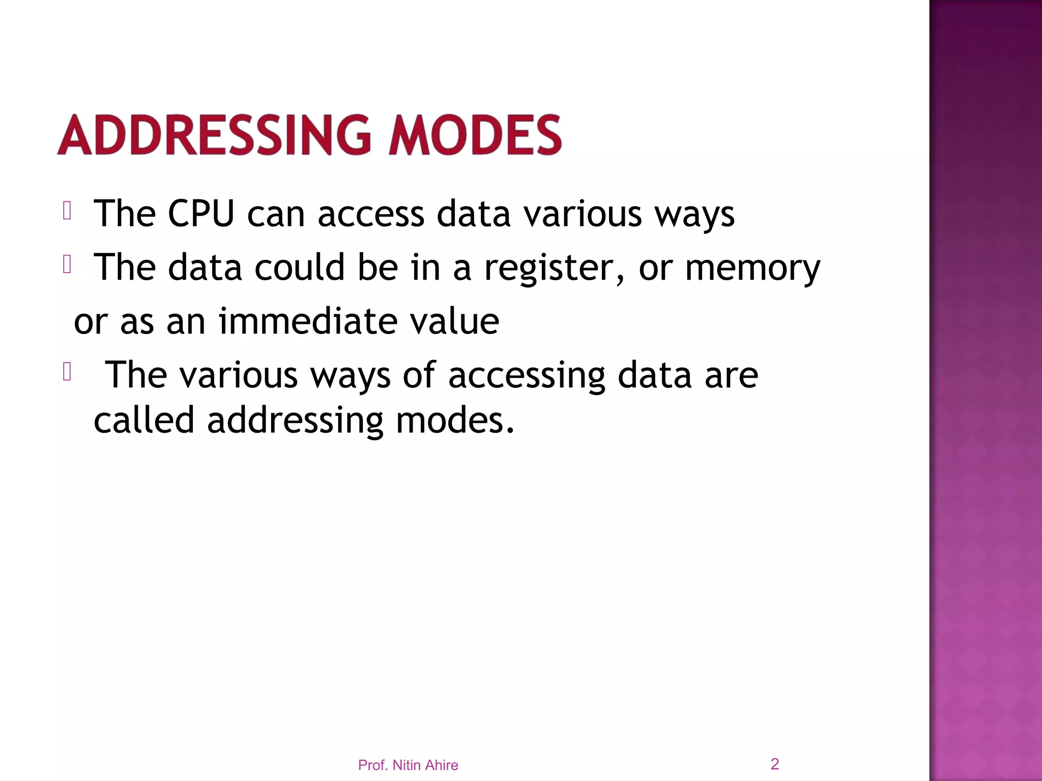 Addressing mode of 8051 ppt