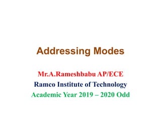 Addressing Modes
Mr.A.Rameshbabu AP/ECE
Ramco Institute of Technology
Academic Year 2019 – 2020 Odd
 