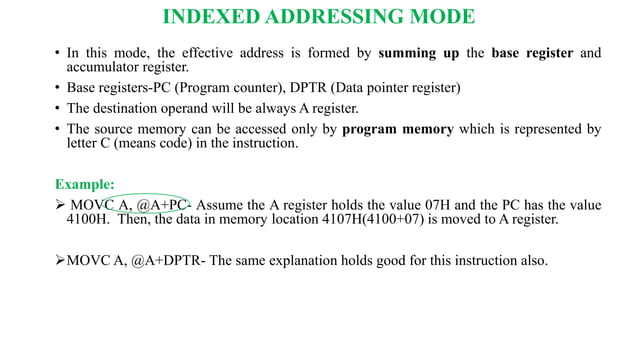 Addressing modes of 8051 | PPTX | Data Storage and Warehousing | Computing