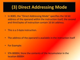 Addressing modes of 8085 by Er. Swapnil V. Kaware | PPT