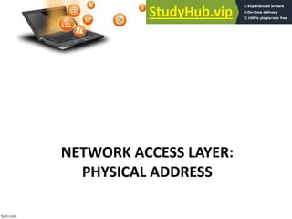 NETWORK ACCESS LAYER:
PHYSICAL ADDRESS
 