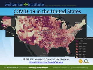 28,717,558 cases on 3/2/21 with 516,476 deaths
https://coronavirus.jhu.edu/us-map
COVID-19 in the United States
 
