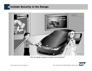 SAP AG 2006, SAP TechEd ’06 / AGS201 / 15
Include Security in the Design
 