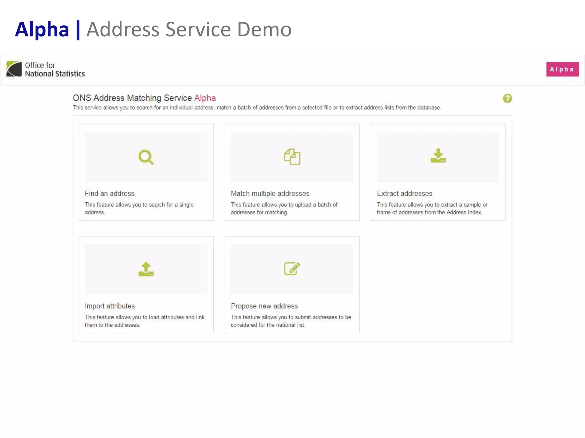 Alpha ǀ Address Service Demo
 