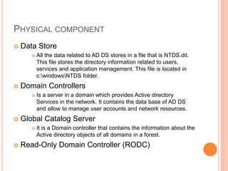 Active Directory component | PPTX | Databases | Computer Software and ...