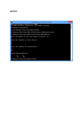 WAP to add two given matrices in Java | PDF