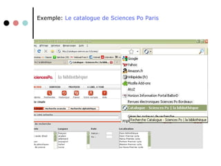 Exemple:  Le catalogue de Sciences Po Paris 