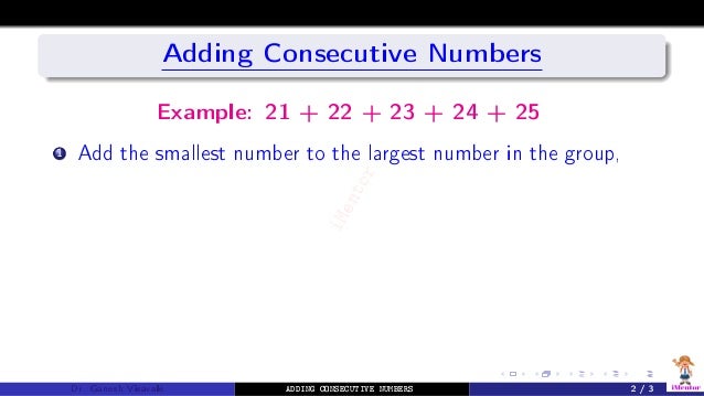 Adding Consecutive Numbers