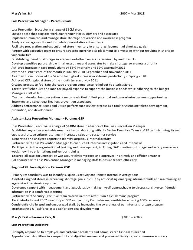 District loss prevention manager resume