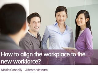 How to align
the workplace
to the new workforce?
Denis Pennel
How to align the workplace to the
new workforce?
Nicola Connolly – Adecco Vietnam
 