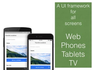 A UI framework
for
all
screens
Web
Phones
Tablets
TV
 