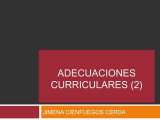 ADECUACIONES
CURRICULARES (2)
JIMENA CIENFUEGOS CERDA
 