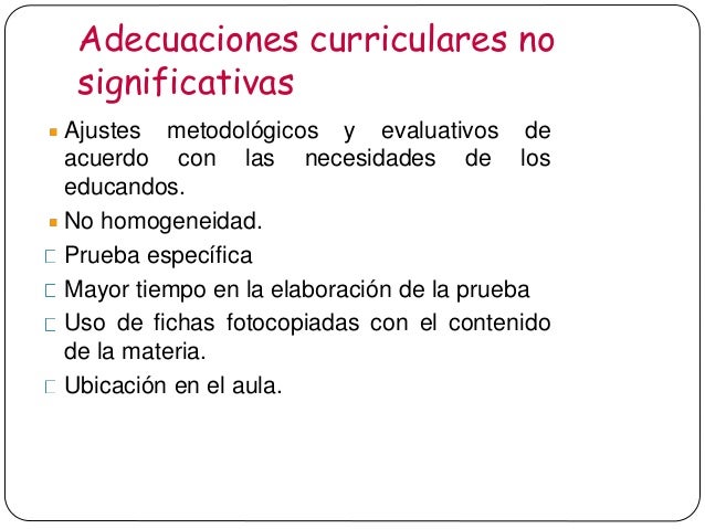 Resultado de imagen para ADECUACIÓN CURRICULARES  NO SIGNIFICATIVAS
