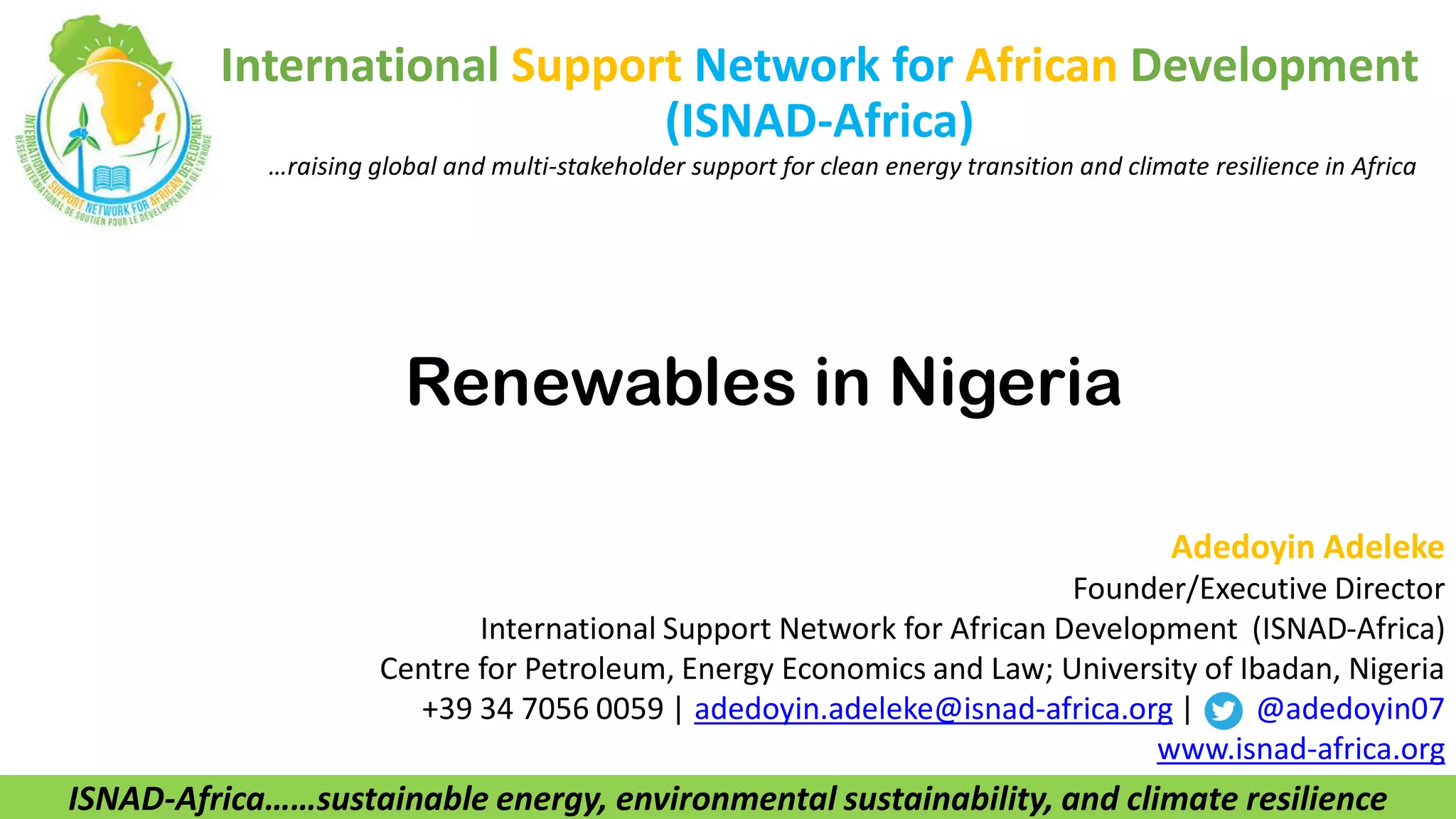 Renewable Energy Development in Nigeria | PDF