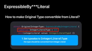 struct OriginalIntegerType: ExpressibleByIntegerLiteral {
typealias IntegerLiteralType = Int
init(integerLiteral value: In...