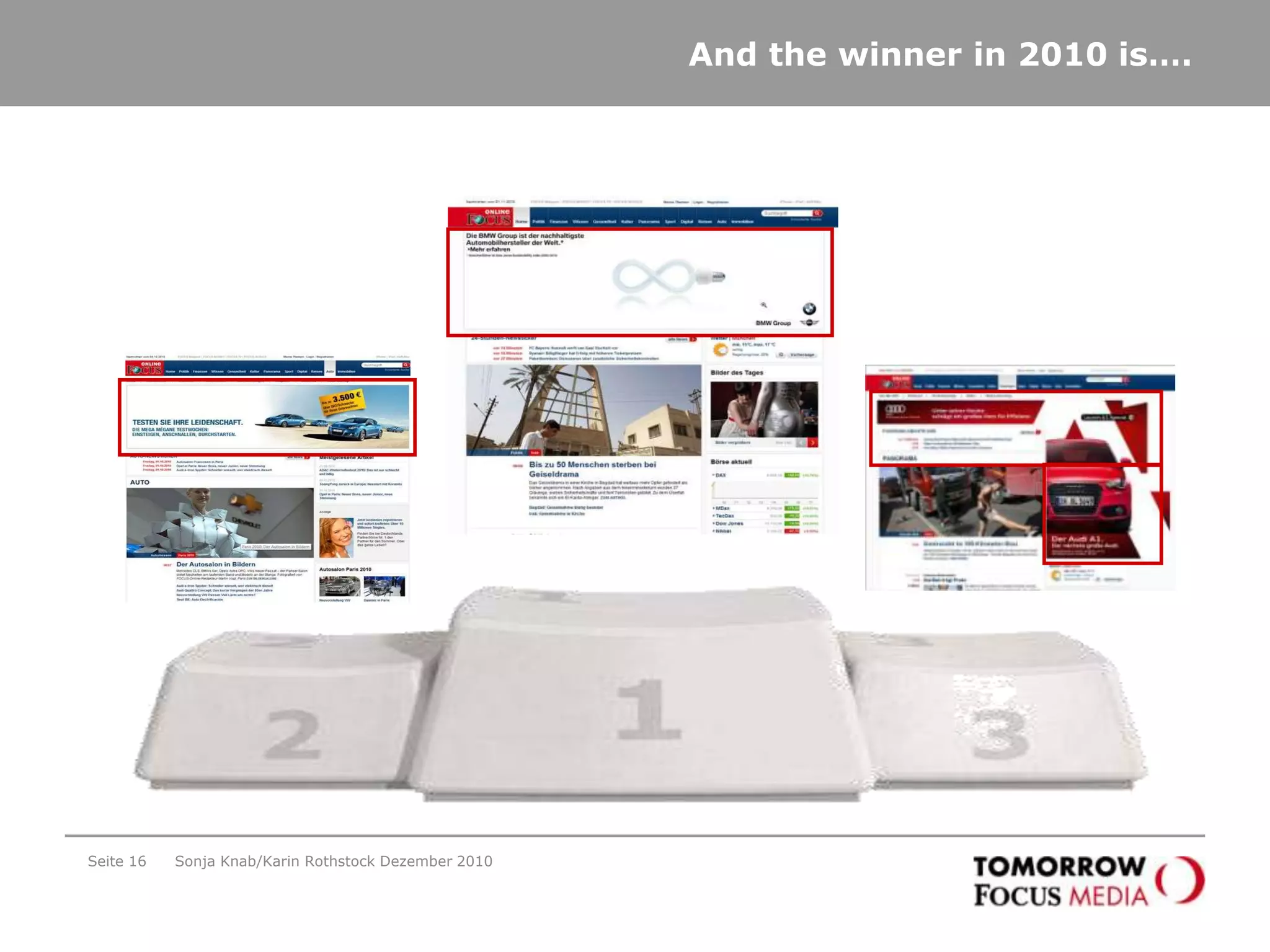 Andthewinner in 2010 is….Seite 16Sonja Knab/Karin Rothstock Dezember 2010