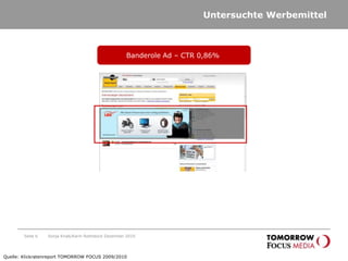 Untersuchte WerbemittelSeite 6Banderole Ad – CTR 0,86% Quelle: Klickratenreport TOMORROW FOCUS 2009/2010Sonja Knab/Karin Rothstock Dezember 2010