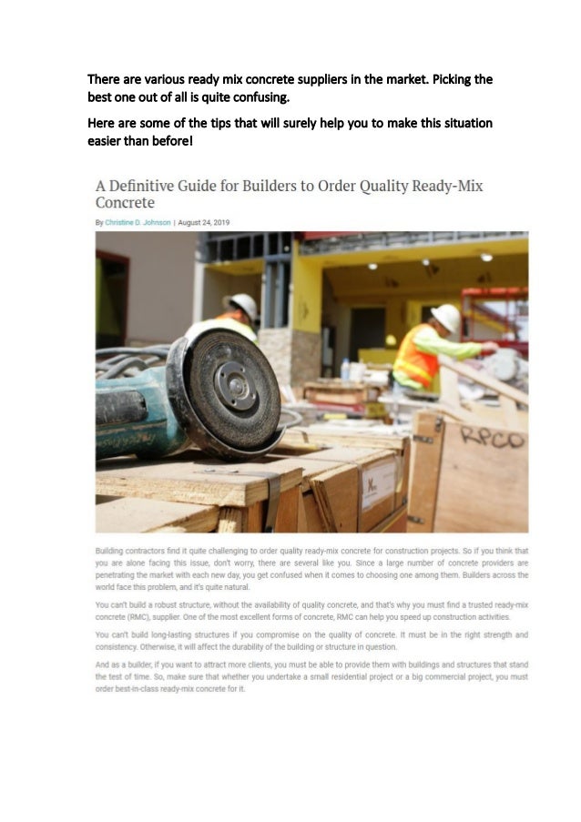 A Definitive Guide for Builders to Order Quality ReadyMix Concrete