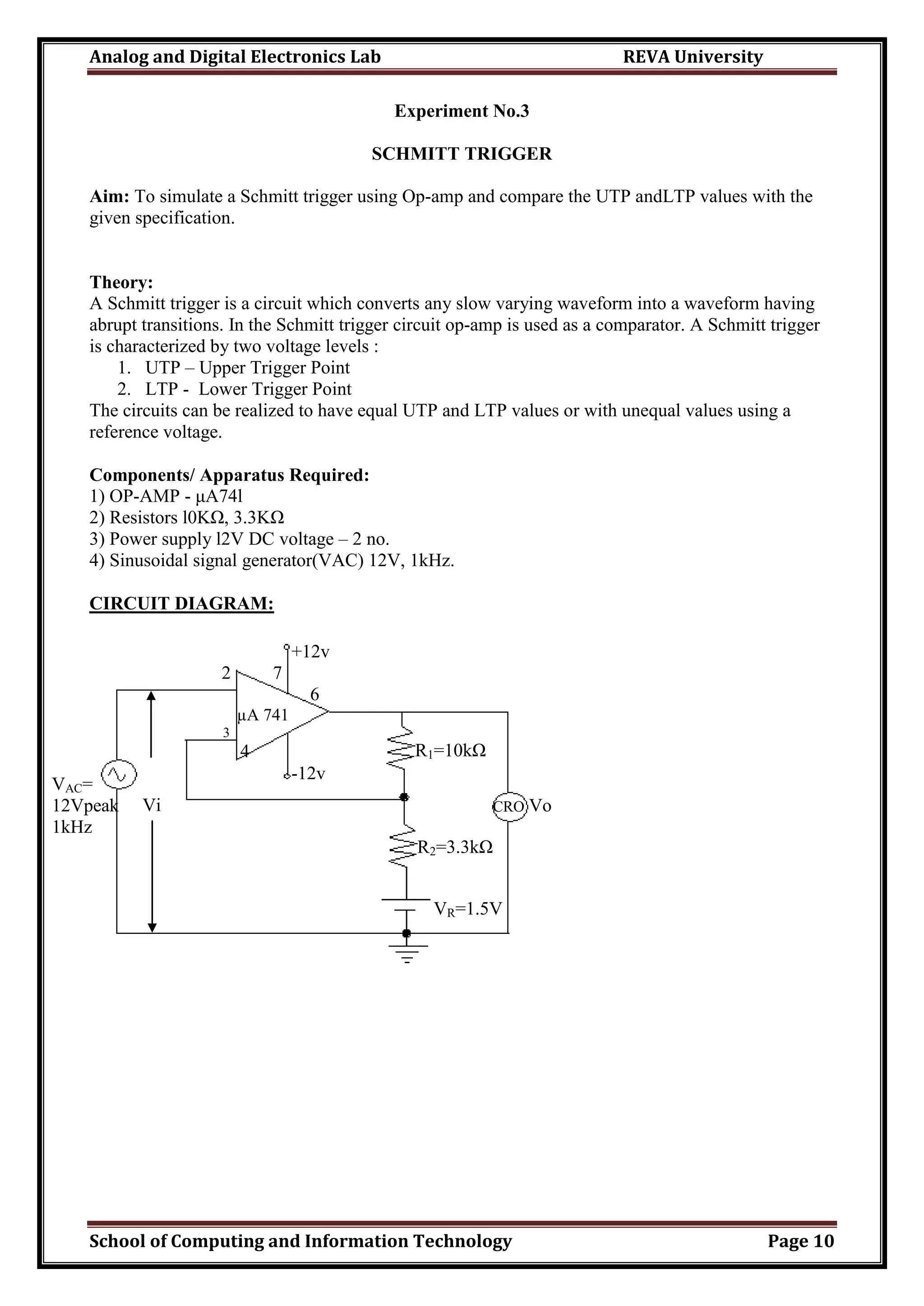 Analog and Digital Electronics Lab Manual PDF