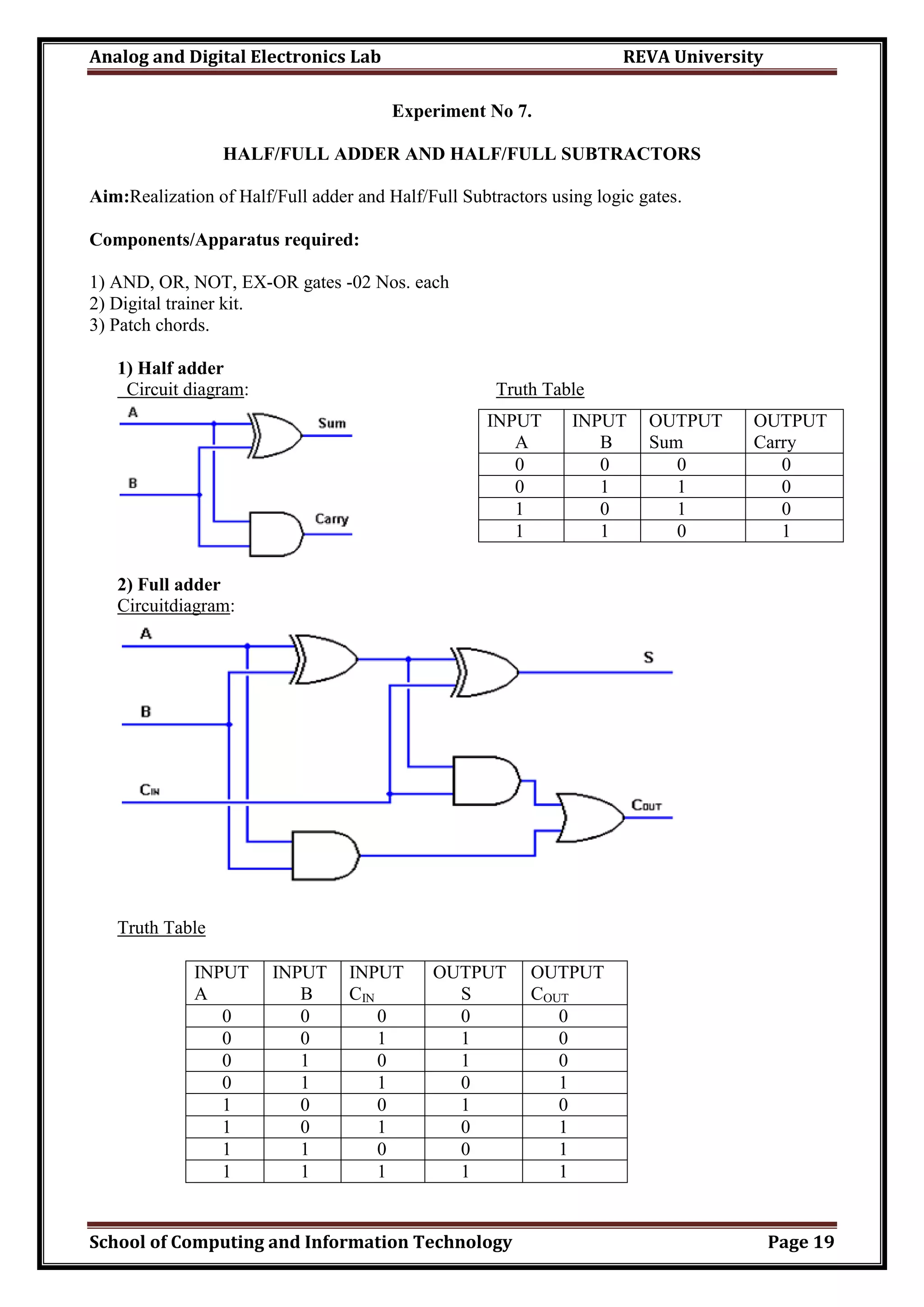 Analog and Digital Electronics Lab Manual | PDF