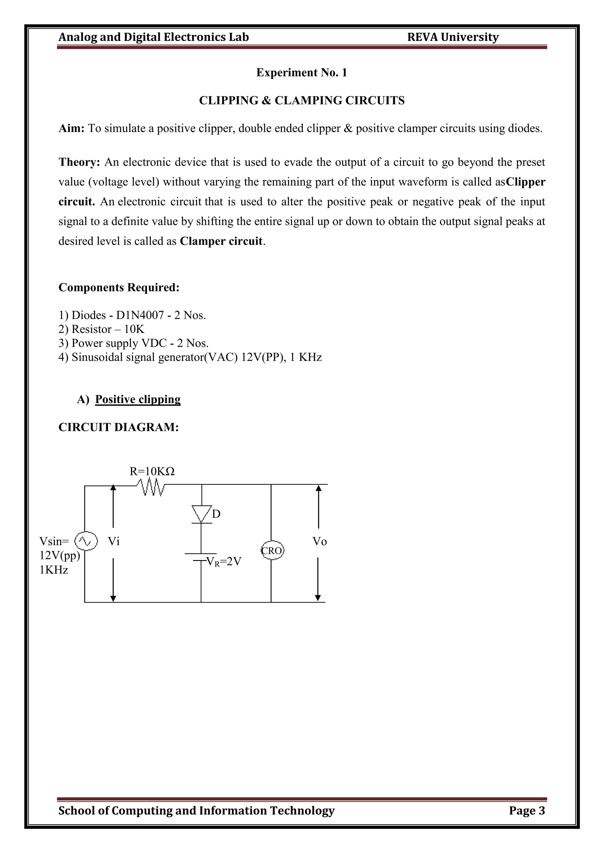 Analog and Digital Electronics Lab Manual PDF