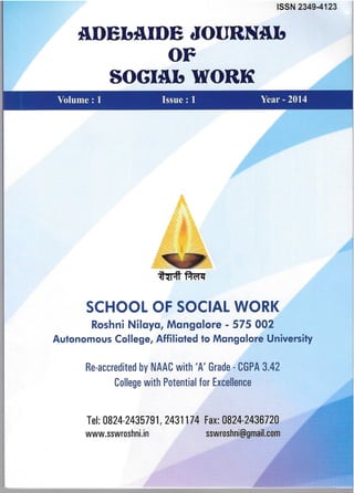 Adelaide journal of social work vol 1 issue-1 year-2014