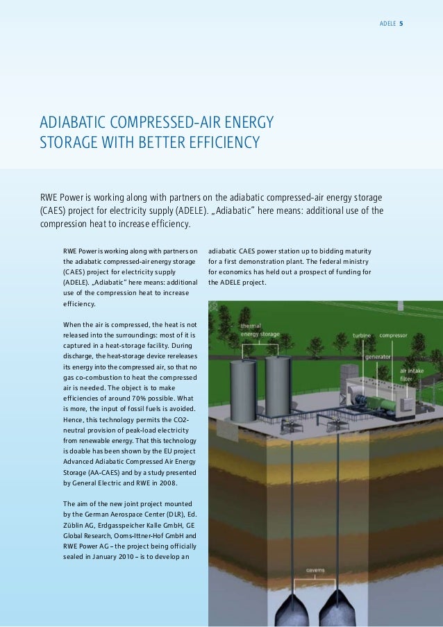 Adele adiabatic compressedair energy storage for electricity supply