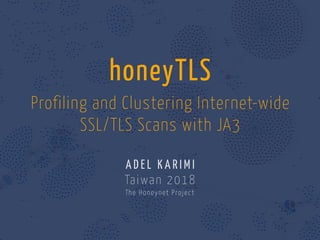honeyTLS
Profiling and Clustering Internet-wide
SSL/TLS Scans with JA3
A D E L K A R I M I
Taiwan 2018
The Honeynet Project
 