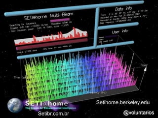 Setihome.berkeley.edu

Setibr.com.br             @voluntarios
 