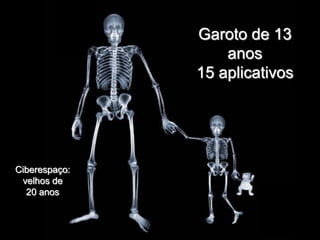 Garoto de 13
                   anos
               15 aplicativos




Ciberespaço:
 velhos de
  20 anos
 